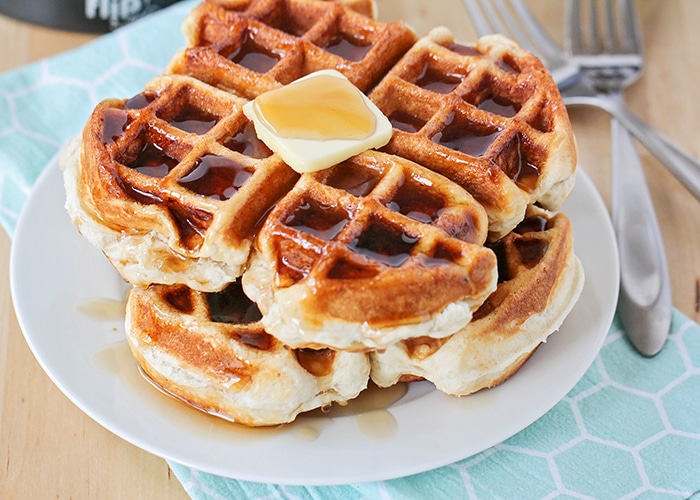 a stack of biscuit waffles