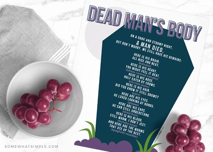 Dead Man's Body Halloween Printable game for kids