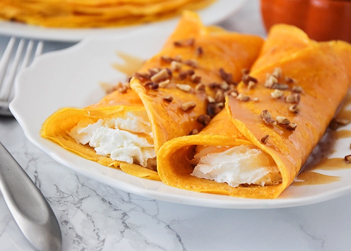 Pumpkin Cheesecake Crepes - Fall Breakfast Recipes