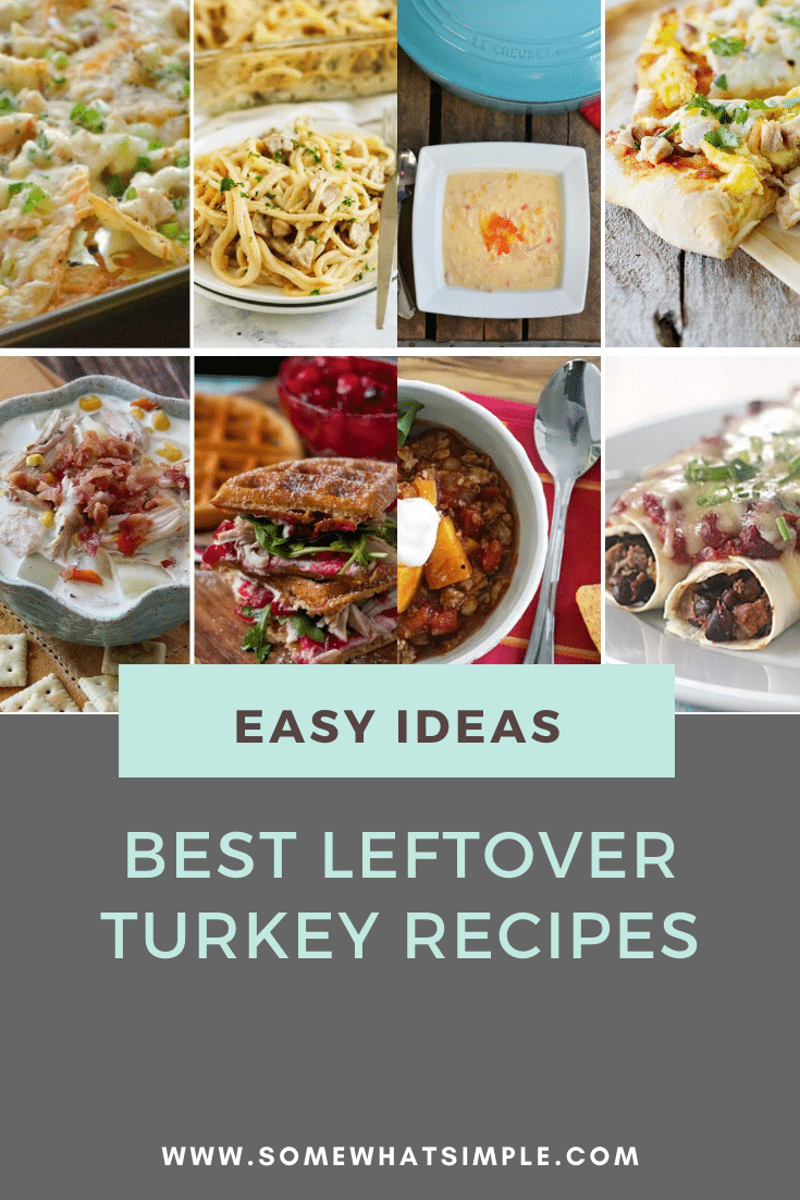 Enjoy Thanksgiving leftovers more than ever before with these 10 delicious leftover turkey recipes! From soups, to casseroles to sandwiches, there's a recipe everyone will love! via @somewhatsimple