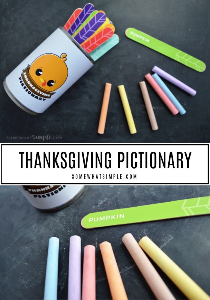 Looking for some fun Thanksgiving games to play with your kids?! This Thanksgiving Pictionary Game is a great way to fire up imaginations and entertain all ages this holiday season! via @somewhatsimple