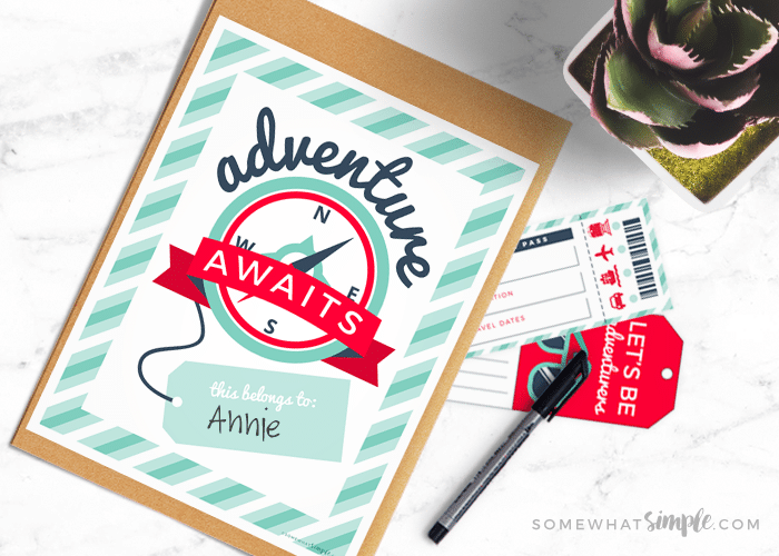 surprise vacation reveal printable on a clipboard 