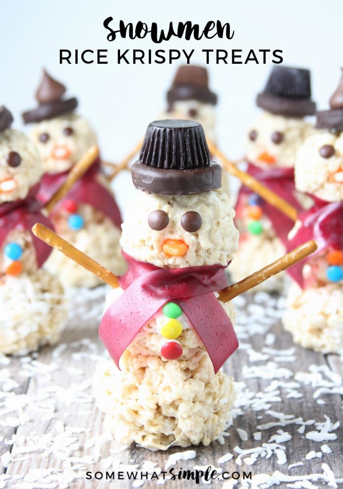 EASY Snowman Rice Krispie Treats Somewhat Simple