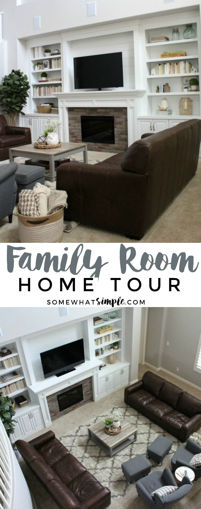 Take a peak inside our family room - one of the most-used spaces in our home!  via @somewhatsimple