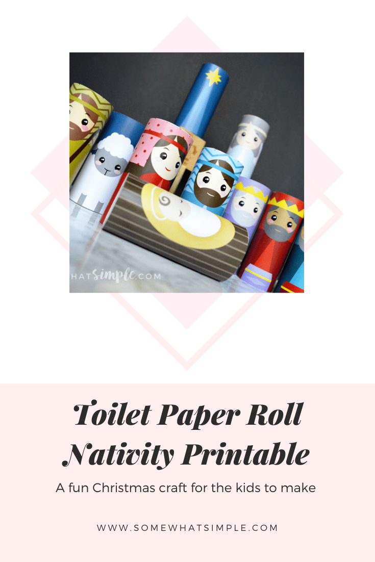 The kids will love creating this Toilet Paper Roll Nativity craft! Such a simple, fun, and darling way to display the Christmas Nativity! This Christmas craft is really easy to put together and perfect for the kids to play with during the holiday season. via @somewhatsimple