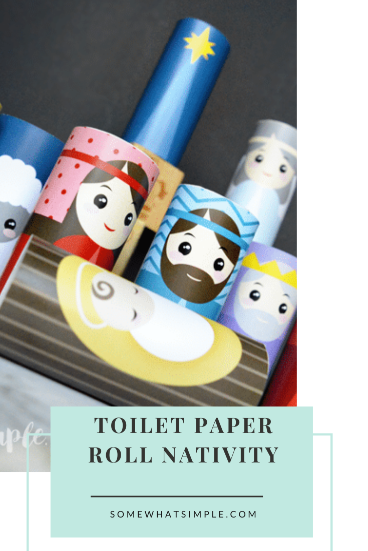 The kids will love creating this Toilet Paper Roll Nativity craft! Such a simple, fun, and darling way to display the Christmas Nativity! This Christmas craft is really easy to put together and perfect for the kids to play with during the holiday season. via @somewhatsimple