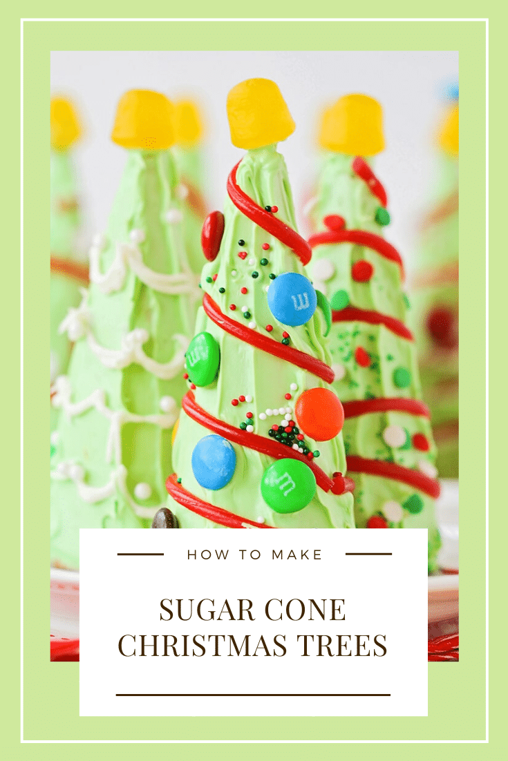 Are you looking for some Christmas treats to make with the kids this holiday season? These sugar cone Christmas trees are so fun and easy to put together, they're perfect for everyone! They're fun to make and even more fun to eat! via @somewhatsimple