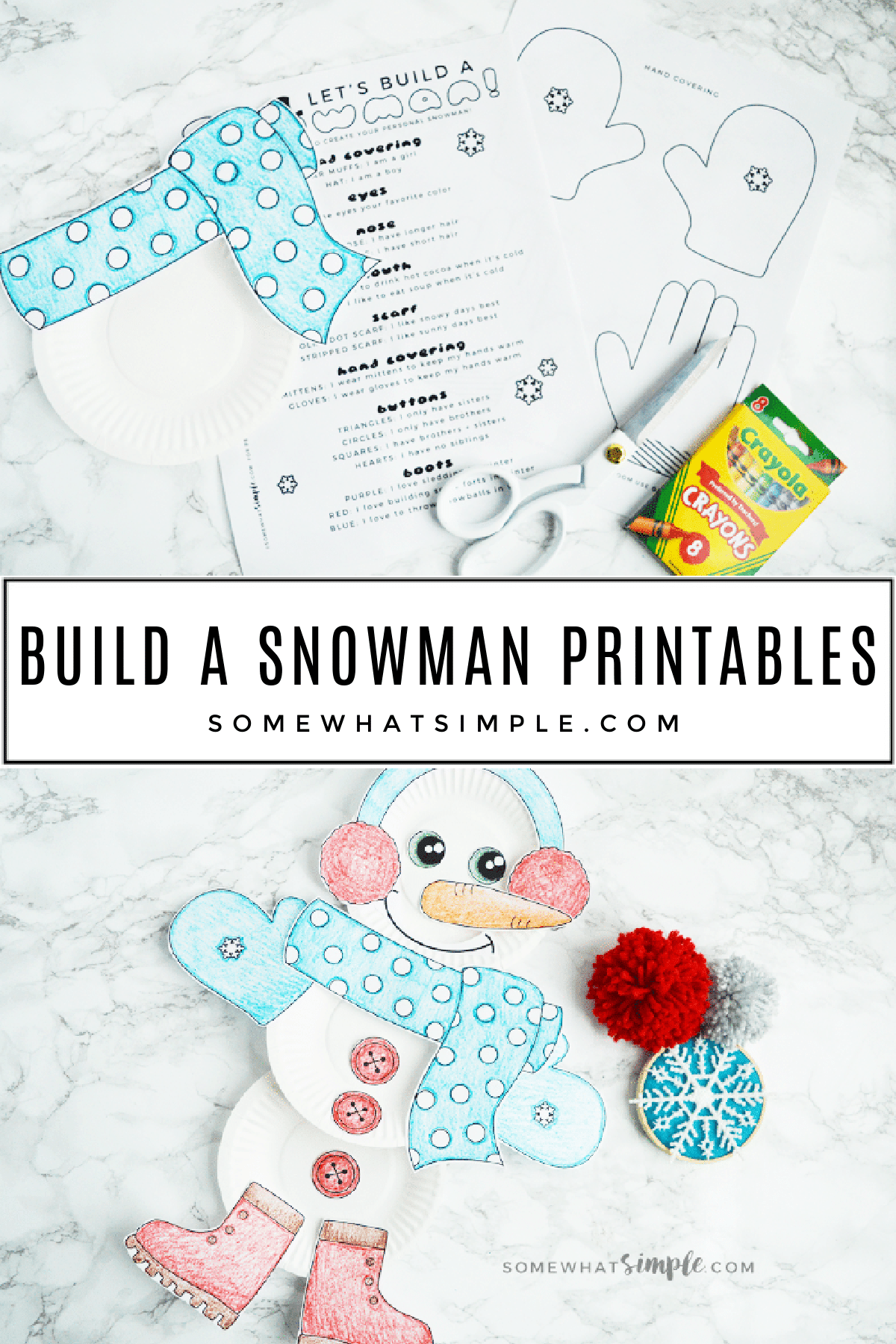 This Build A Snowman Printable Activity Kit is a darling idea for kids of all ages! Follow the legend, and they'll have a cute snowman that's just as special and unique as they are! via @somewhatsimple