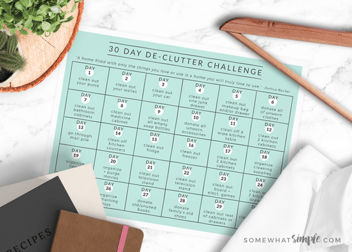 30 Day Declutter Challenge Free Printable Somewhat Simple