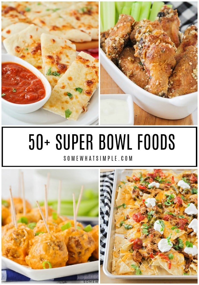 Whether you're hosting a party, attending a party, or quietly watching the game at home, here's all the best Super Bowl food recipes to make this year's big game fantastic! via @somewhatsimple