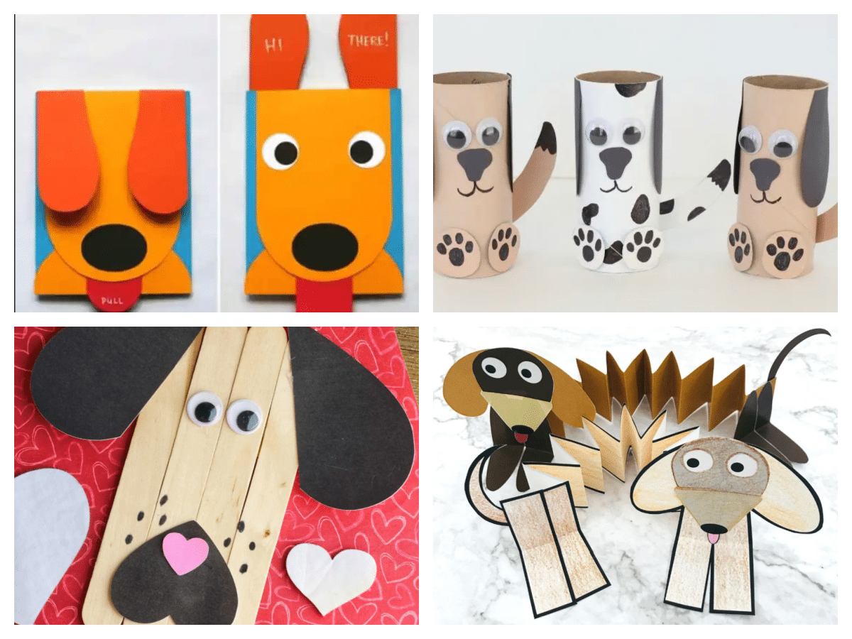 collage of dog crafts for the chinese new year