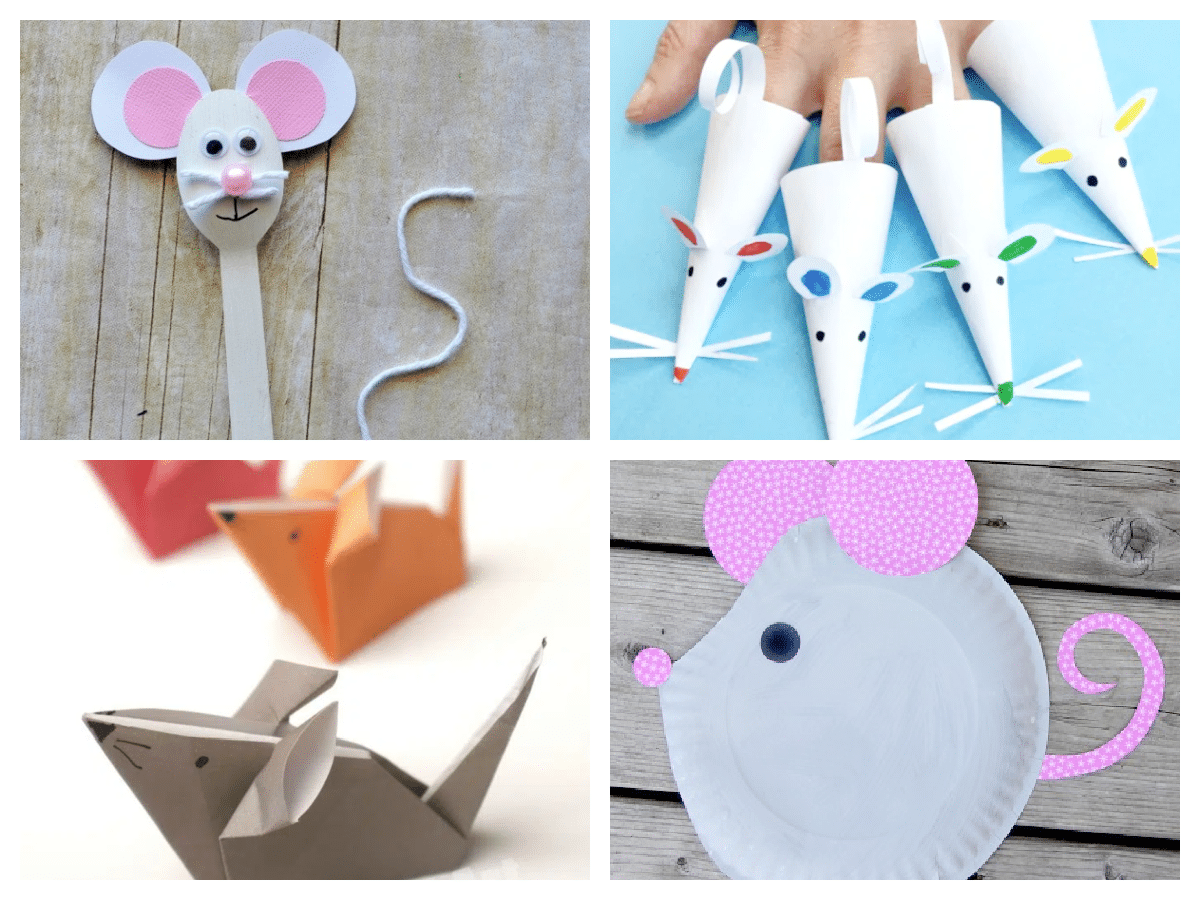 collage of pictures showing mice and rat crafts