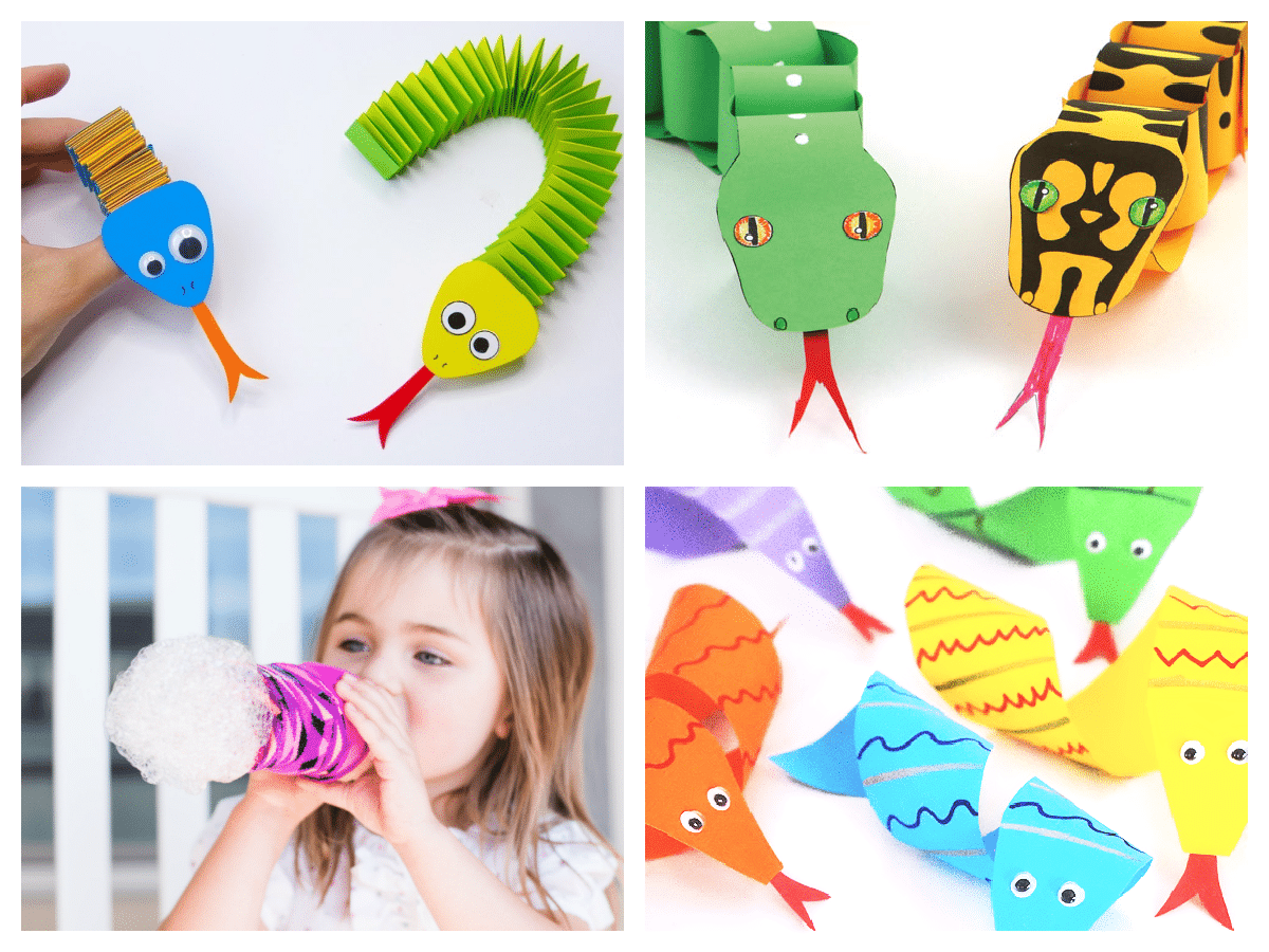 collage of kids snake activities