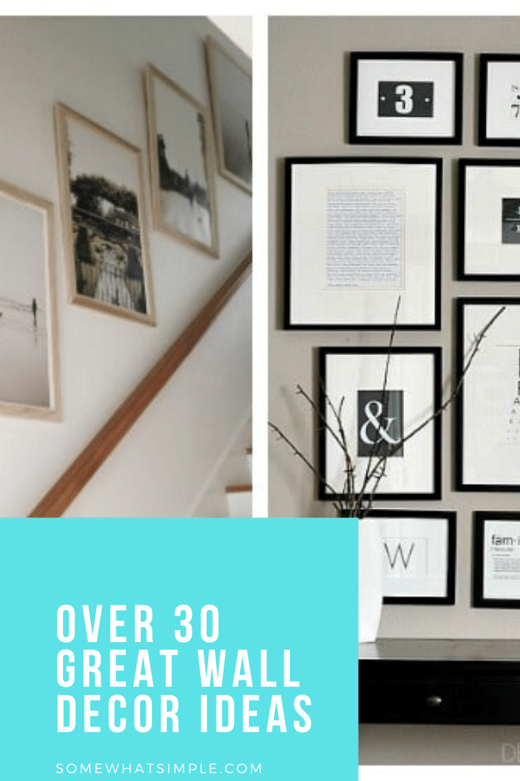 Today we're featuring some of our favorite wall decor ideas to help make your blank walls beautiful! These DIY Ideas Are Easy To Do And Perfect For Any Budget. With over 30 ideas to choose from, there's something you're guaranteed to love! #walldecor #interiordesignideas #interiordecorating #wallhanging #easydiy via @somewhatsimple