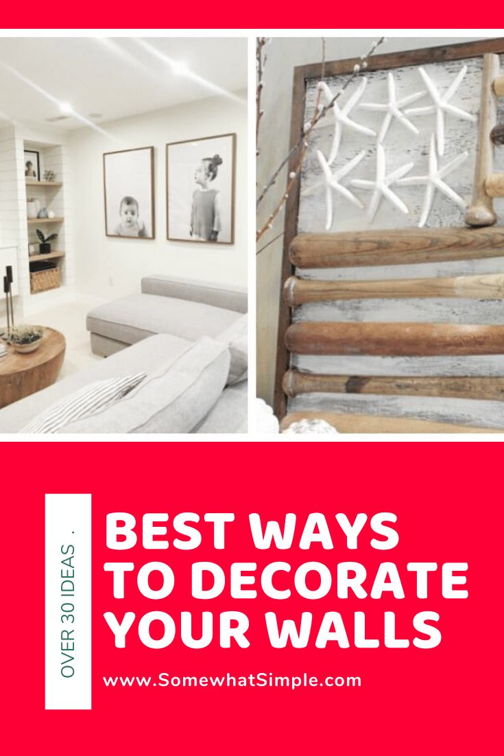 Today we're featuring some of our favorite wall decor ideas to help make your blank walls beautiful! These DIY Ideas Are Easy To Do And Perfect For Any Budget. With over 30 ideas to choose from, there's something you're guaranteed to love! #walldecor #interiordesignideas #interiordecorating #wallhanging #easydiy via @somewhatsimple