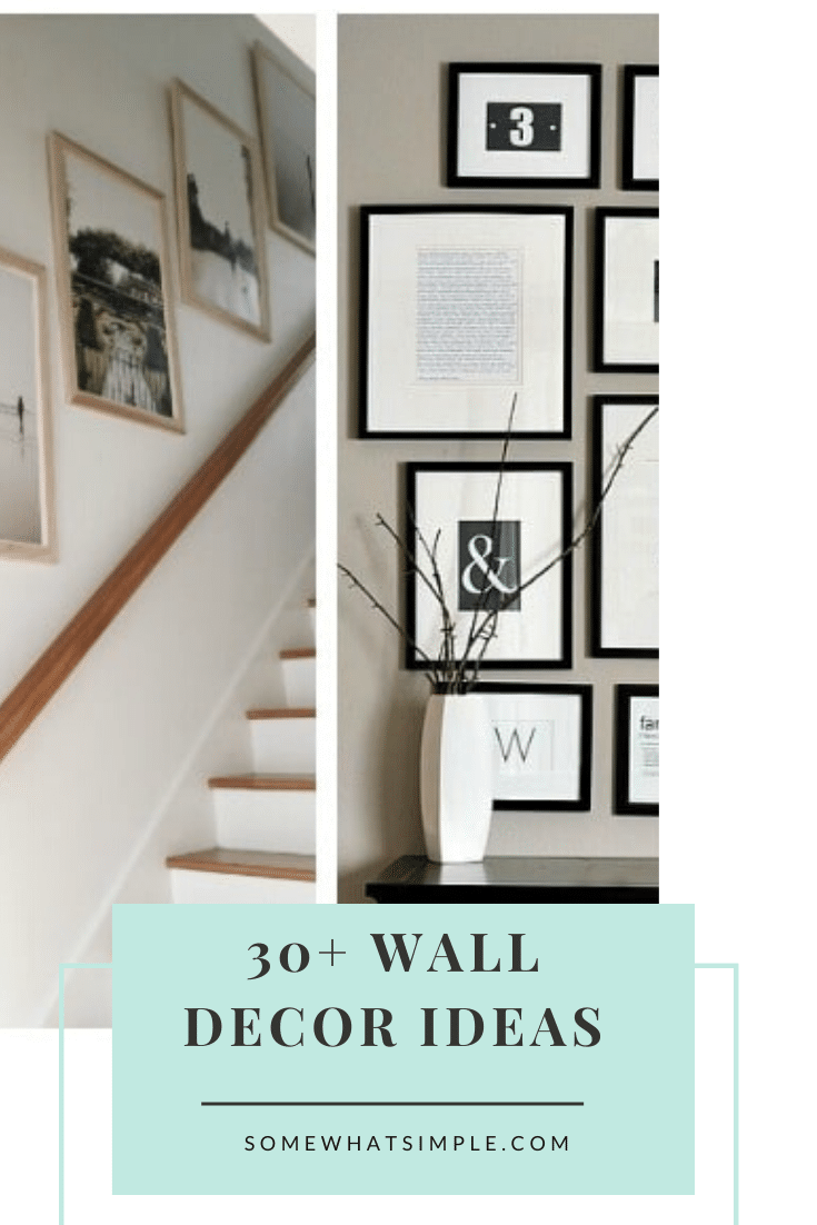 Today we're featuring some of our favorite wall decor ideas to help make your blank walls beautiful! These DIY Ideas Are Easy To Do And Perfect For Any Budget. With over 30 ideas to choose from, there's something you're guaranteed to love! #walldecor #interiordesignideas #interiordecorating #wallhanging #easydiy via @somewhatsimple