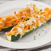 Buffalo Chicken Zucchini Boats