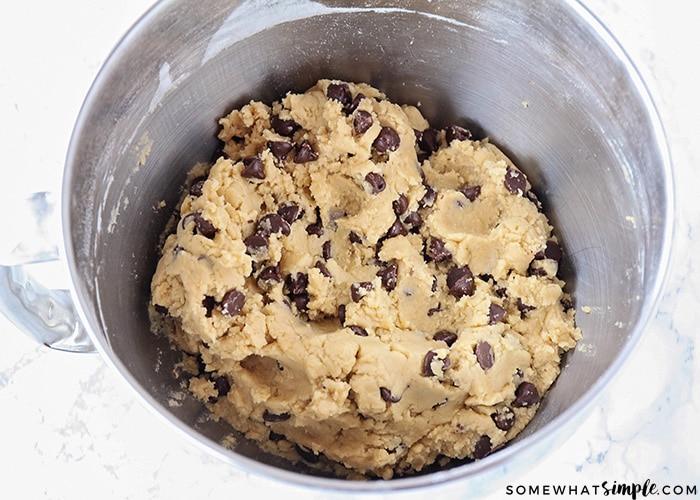a bowl of Chocolate Chip Cookie dough