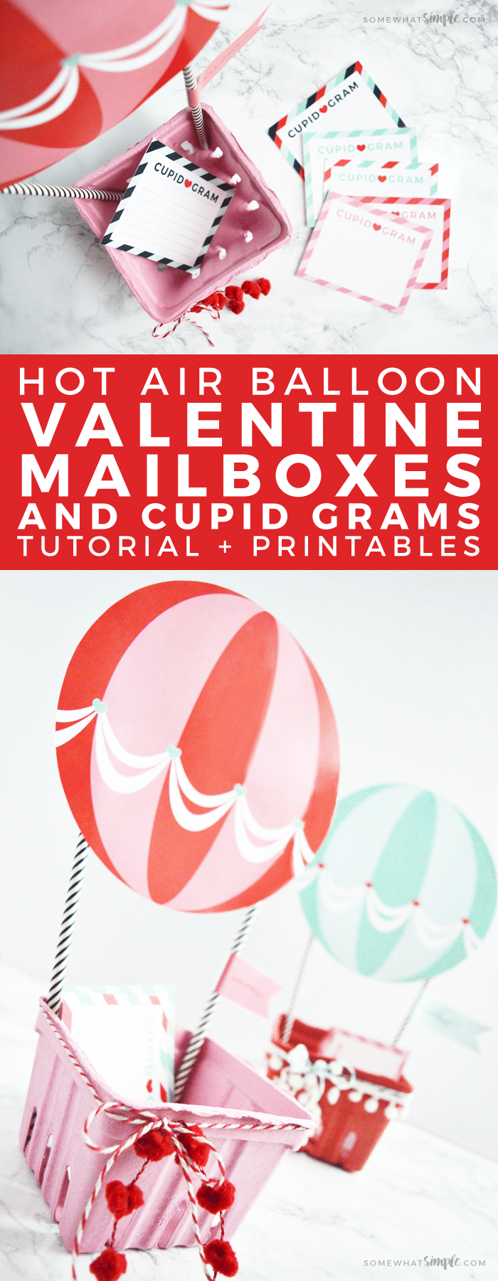 Want to make Valentine Boxes this year that are insanely darling, but super easy and quick to put together? Then you have to check out this adorable Hot Air Balloon Valentine Box idea!