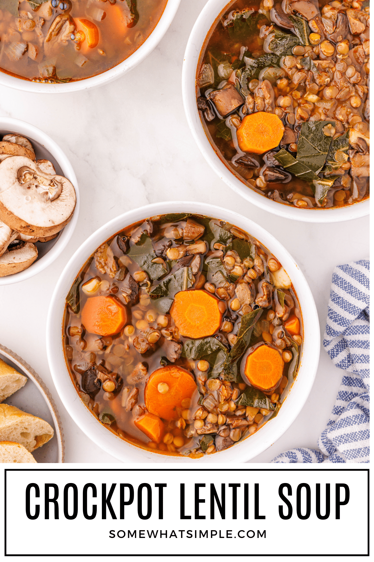 Whether it's a chilly fall evening or just a busy weekday, this Crock Pot Lentil Soup will quickly become a go-to recipe for your family! via @somewhatsimple