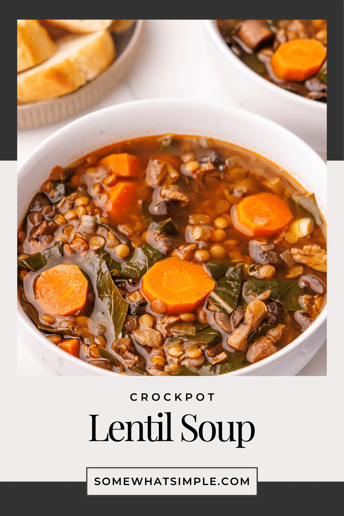 Whether it's a chilly fall evening or just a busy weekday, this Crock Pot Lentil Soup will quickly become a go-to recipe for your family! via @somewhatsimple