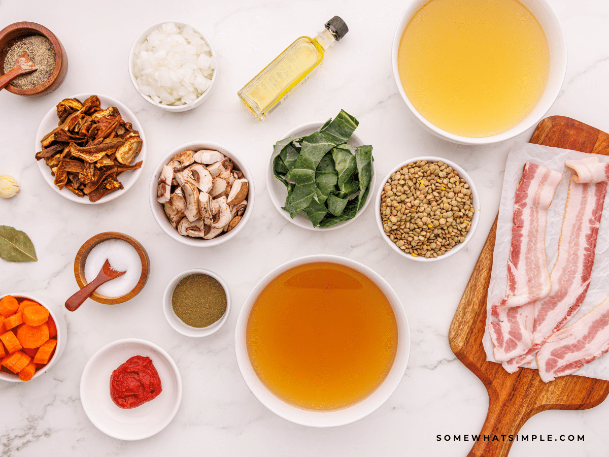 Ingredients needed to make Lentil Soup