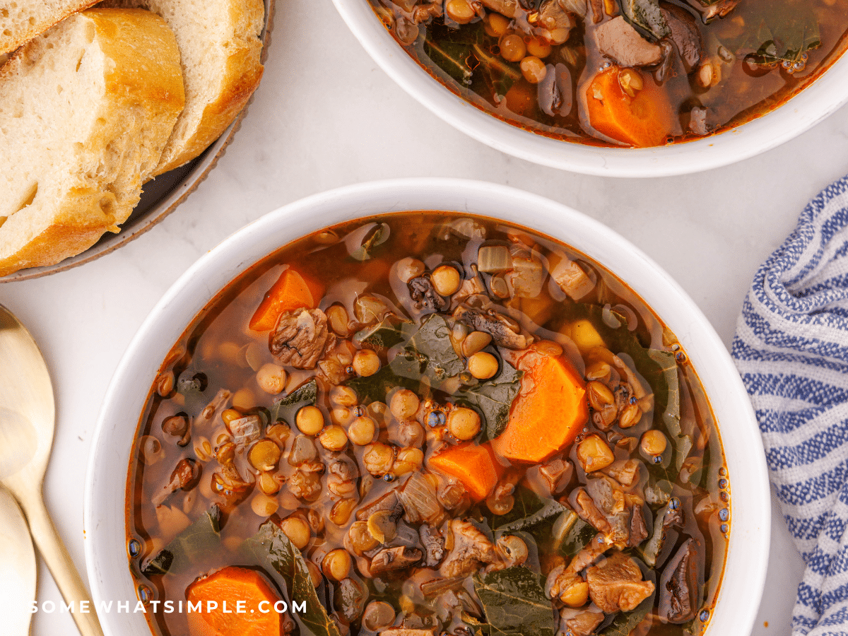 two bowls of Lentil Soup