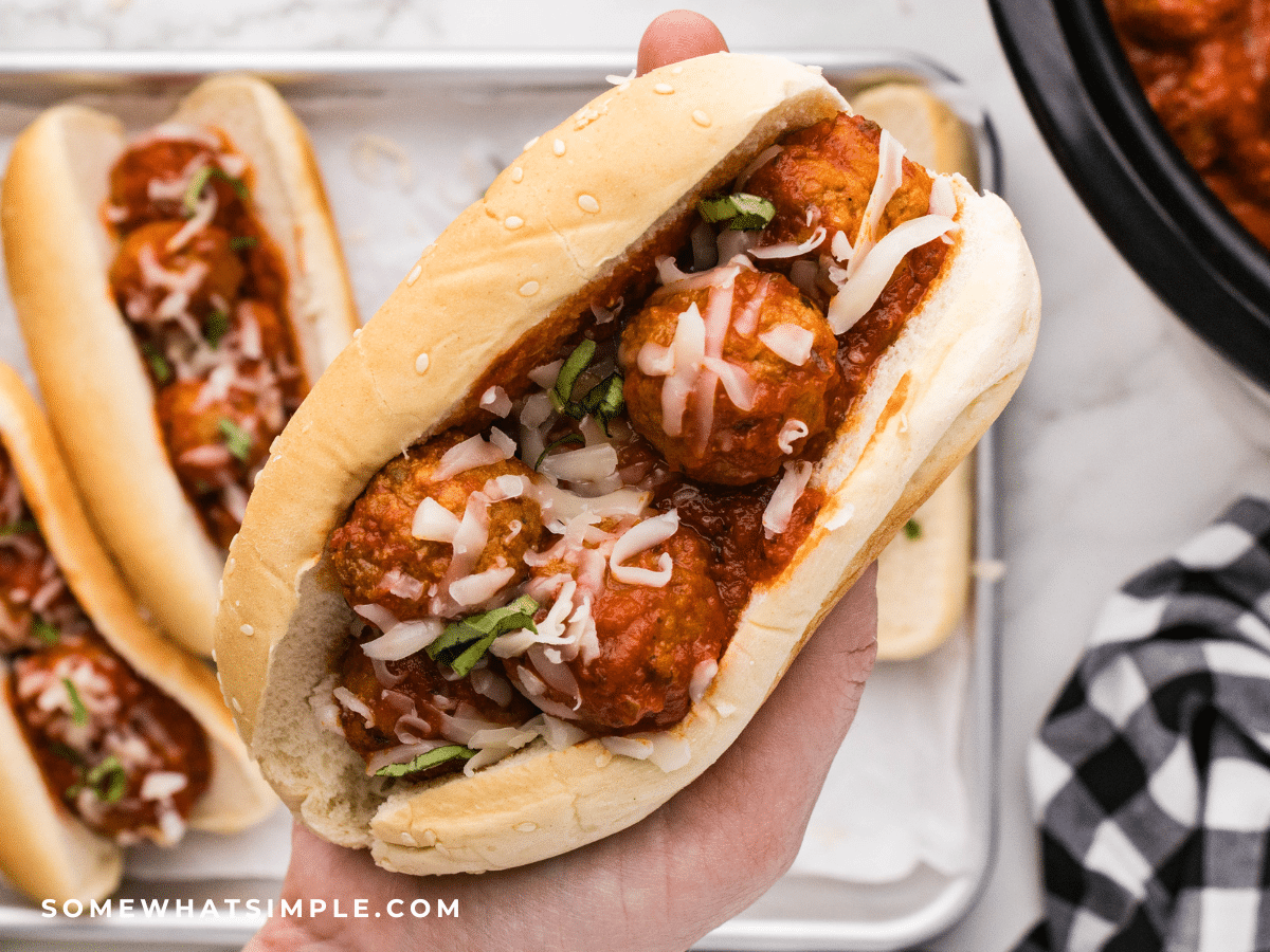 holding a Meatball Sandwich