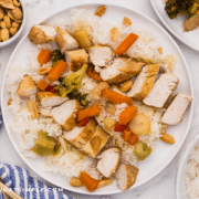 plated Orange Chicken Rice Bowls