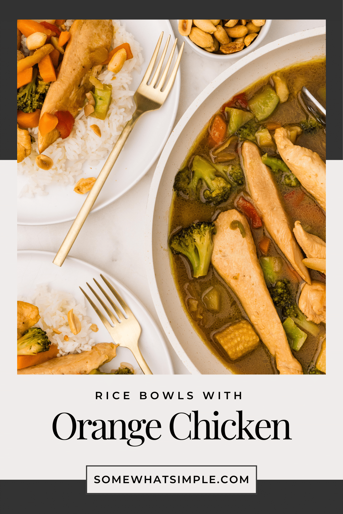 Orange Chicken Rice Bowls are packed with flavor and loaded with vegetables. A family favorite that’s ready in under 30 minutes. via @somewhatsimple
