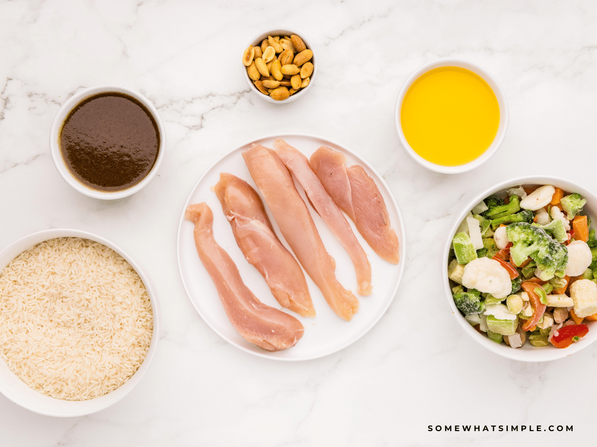 ingredients to make Orange Chicken Rice Bowls