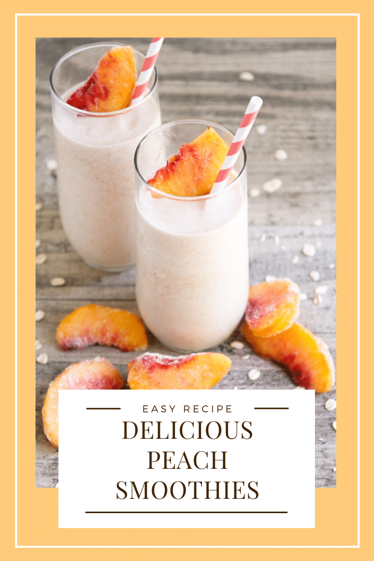 This delicious peach smoothie is easy to make and healthy too! Blend frozen peaches and some fresh ingredients and you're good to go! via @somewhatsimple