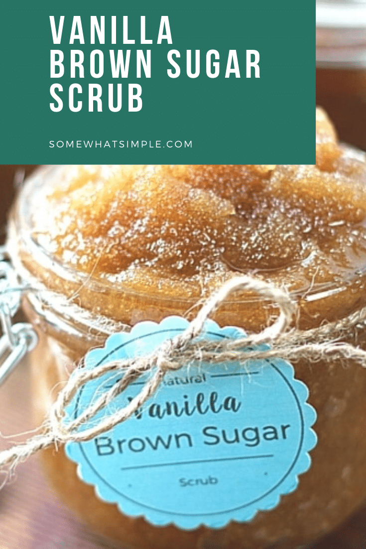 Vanilla Brown Sugar Scrub smells good enough to eat and it's super easy to make! This DIY beauty scrub will help you get silky smooth skin for the cost of just a few pennies. via @somewhatsimple