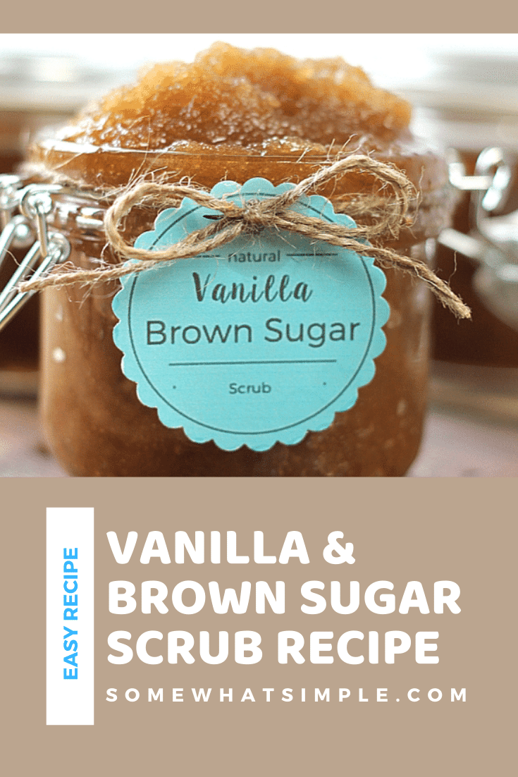 Vanilla Brown Sugar Scrub smells good enough to eat and it's super easy to make! This DIY beauty scrub will help you get silky smooth skin for the cost of just a few pennies. via @somewhatsimple