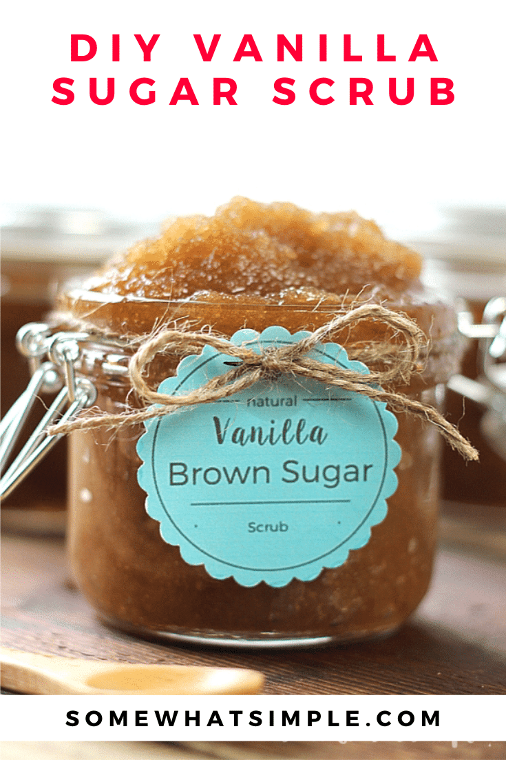 Vanilla Brown Sugar Scrub smells good enough to eat and it's super easy to make! This DIY beauty scrub will help you get silky smooth skin for the cost of just a few pennies. via @somewhatsimple