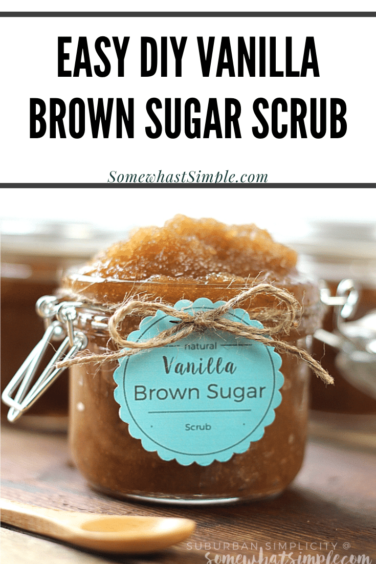 Vanilla Brown Sugar Scrub smells good enough to eat and it's super easy to make! This DIY beauty scrub will help you get silky smooth skin for the cost of just a few pennies. via @somewhatsimple