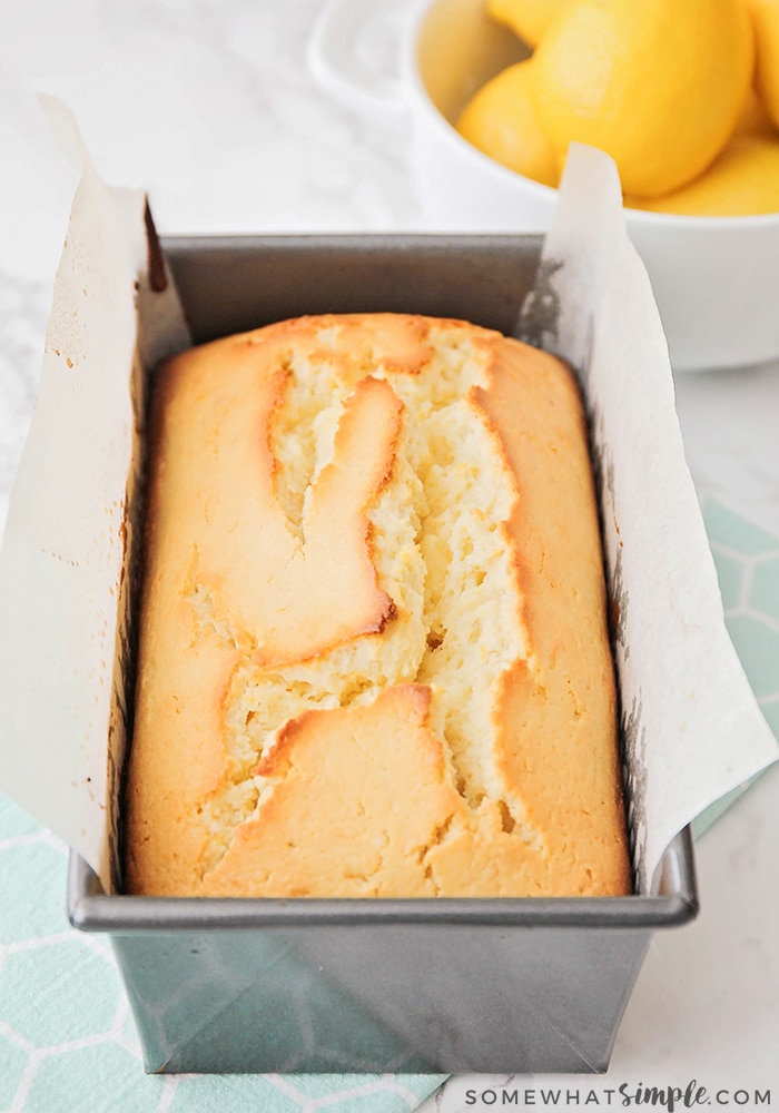 a freshly baked loaf of lemon bread