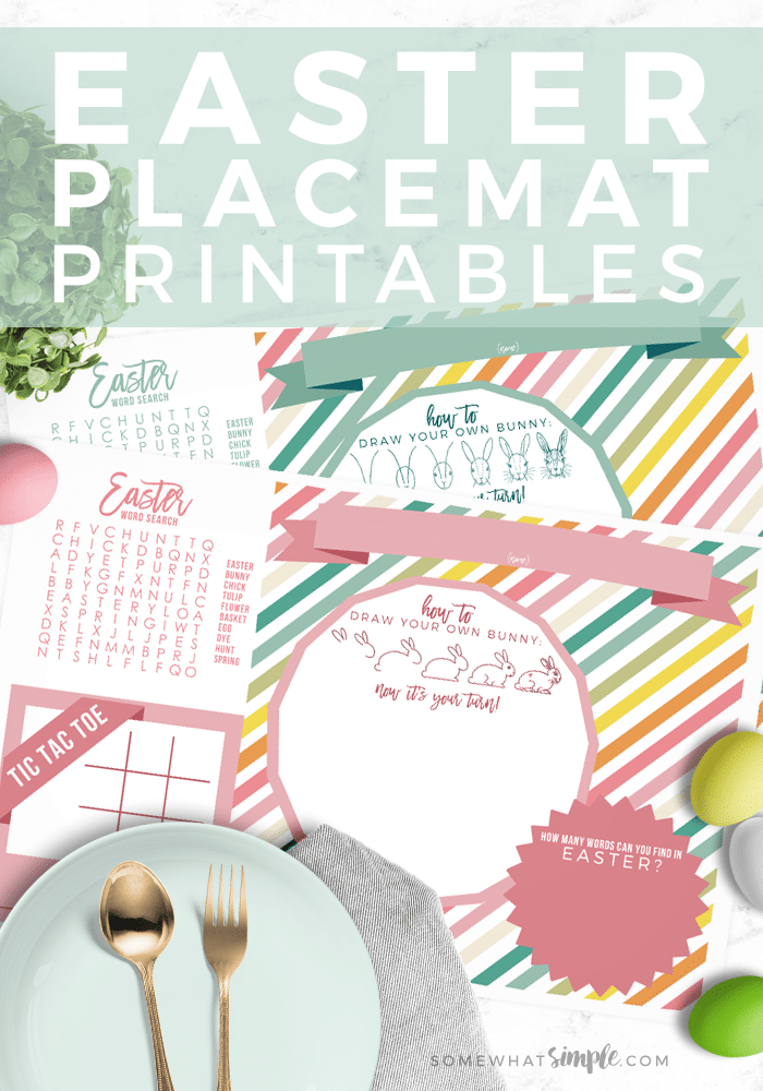 Long image with text showing some Easter Placemats you can print at home