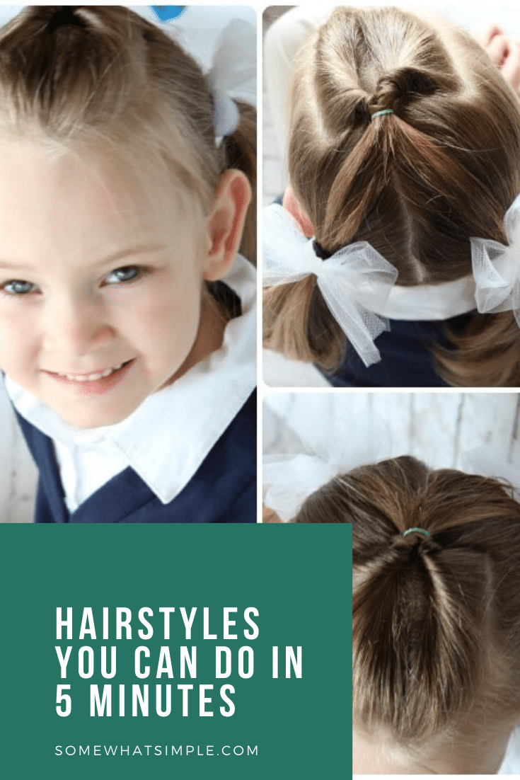 10 easy hairstyles for girls that won't add any extra prep time to your already crazy mornings! Each one of these are so simple they can be done in 5 minutes! #easygirlhairstyles #girlhairstylesforlonghair #girlhairstylesforweddings #easygirlhairstylesforschool #fastgirlhairstyles via @somewhatsimple