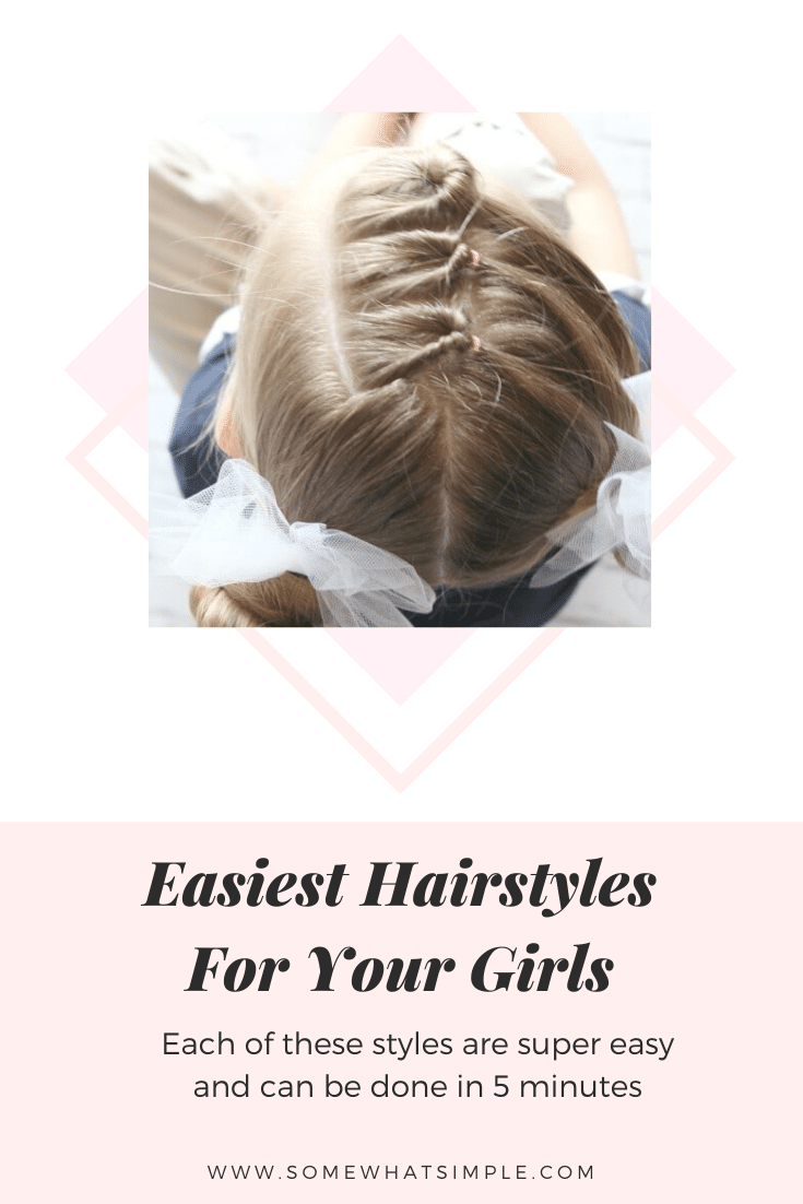 10 easy hairstyles for girls that won't add any extra prep time to your already crazy mornings! Each one of these are so simple they can be done in 5 minutes! #easygirlhairstyles #girlhairstylesforlonghair #girlhairstylesforweddings #easygirlhairstylesforschool #fastgirlhairstyles via @somewhatsimple