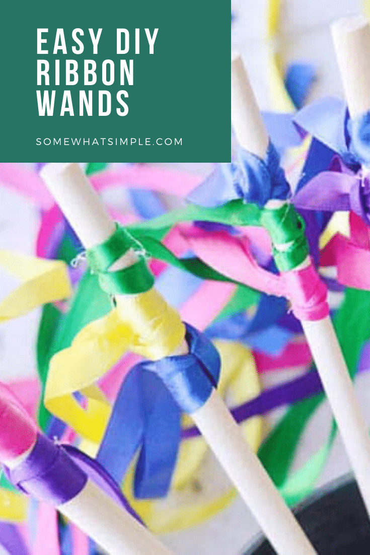 These DIY ribbon wands are so easy to make, they're ready in just 5 minutes. All you need are a couple simple materials and they'll be ready to use at home, for dance, a wedding or any other fun occasion. Here is a simple and easy tutorial on how to make ribbon wands that your kids will love! #ribbonwands, #howtomakeribbonwands #ribbonwandsforkids #streamerwands #DIYdanceribbonwand #weddingribbonwands via @somewhatsimple