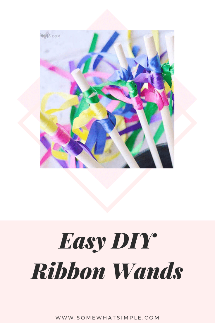 These DIY ribbon wands are so easy to make, they're ready in just 5 minutes. All you need are a couple simple materials and they'll be ready to use at home, for dance, a wedding or any other fun occasion. Here is a simple and easy tutorial on how to make ribbon wands that your kids will love! #ribbonwands, #howtomakeribbonwands #ribbonwandsforkids #streamerwands #DIYdanceribbonwand #weddingribbonwands via @somewhatsimple