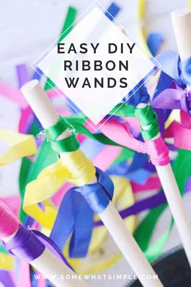 These DIY ribbon wands are so easy to make, they're ready in just 5 minutes. All you need are a couple simple materials and they'll be ready to use at home, for dance, a wedding or any other fun occasion. Here is a simple and easy tutorial on how to make ribbon wands that your kids will love! #ribbonwands, #howtomakeribbonwands #ribbonwandsforkids #streamerwands #DIYdanceribbonwand #weddingribbonwands via @somewhatsimple