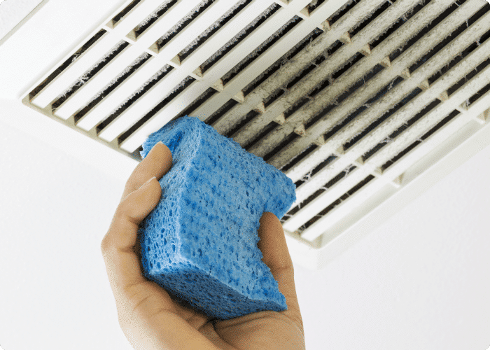 sponge up close to an air vent on the ceiling