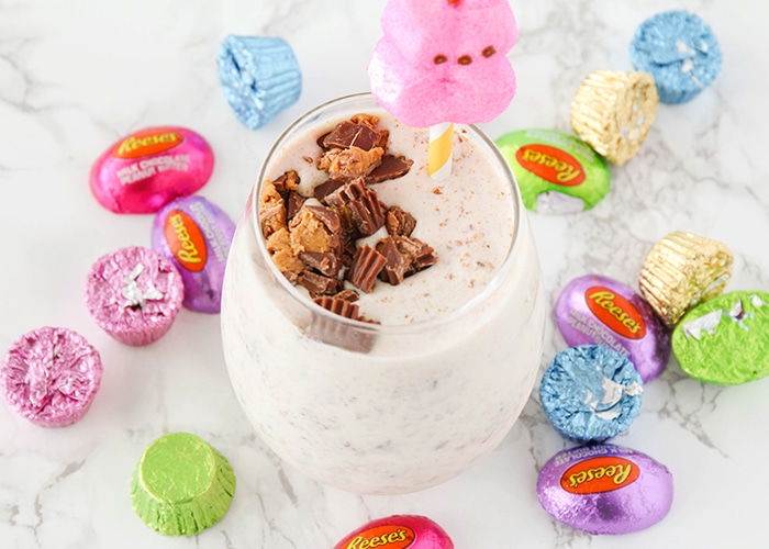 a Candy Milkshake with candy pieces on top