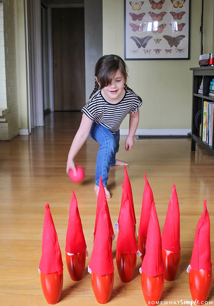 This adorable and fun gnome bowling set is so quick and easy to make, and is the perfect family activity to do with the kids!