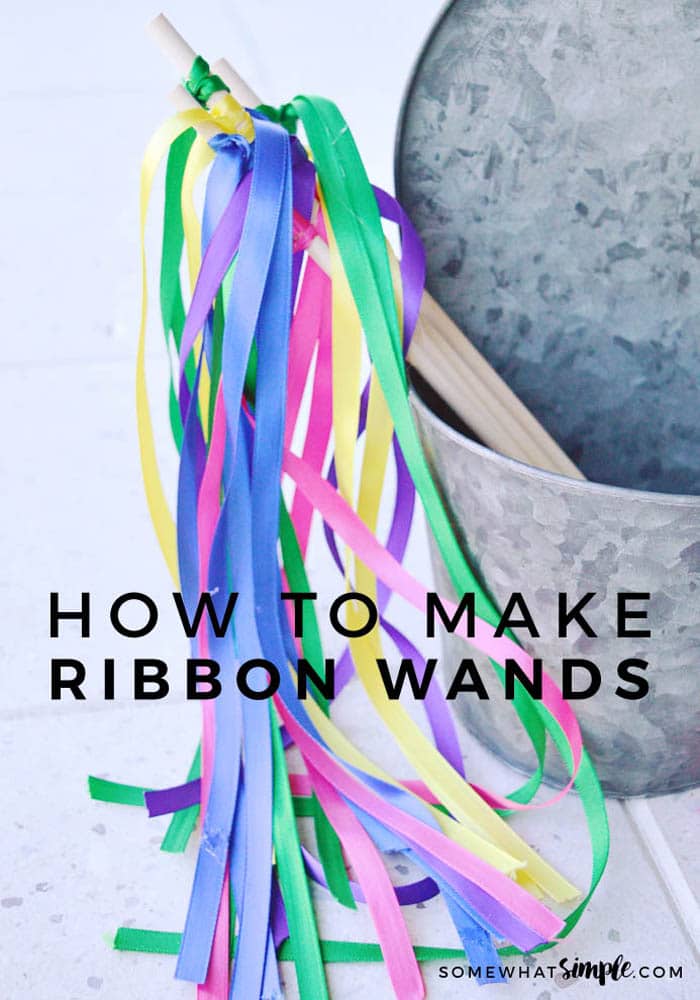 These DIY ribbon wands are so easy to make, they're ready in just 5 minutes. All you need are a couple simple materials and they'll be ready to use at home, for dance, a wedding or any other fun occasion. Here is a simple and easy tutorial on how to make ribbon wands that your kids will love! #ribbonwands, #howtomakeribbonwands #ribbonwandsforkids #streamerwands #DIYdanceribbonwand #weddingribbonwands via @somewhatsimple