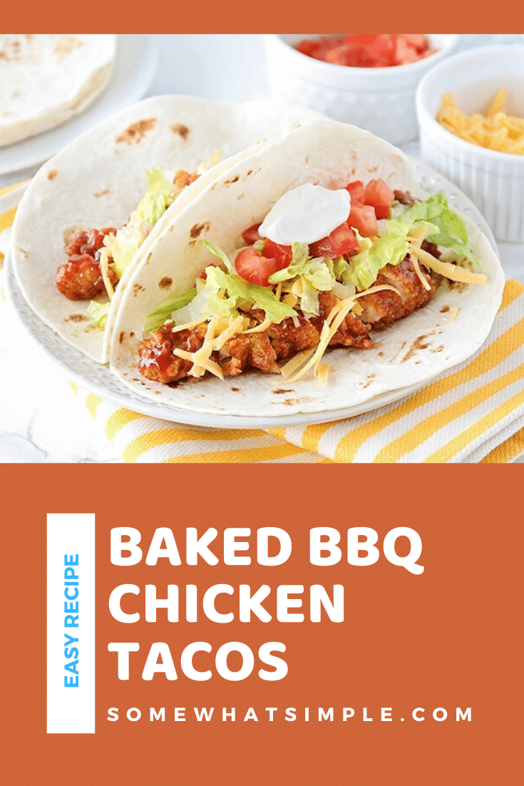 BBQ chicken tacos are a delicious twist on a classic Mexican recipe. Using simple ingredients, they're easy to make! Made with just a few basic ingredients, these tacos are super easy to make and everyone will love them! #tacos #tacotuesday #bbqchickentacorecipe #bbqchicken #bbqchickentacos #chickentacos via @somewhatsimple