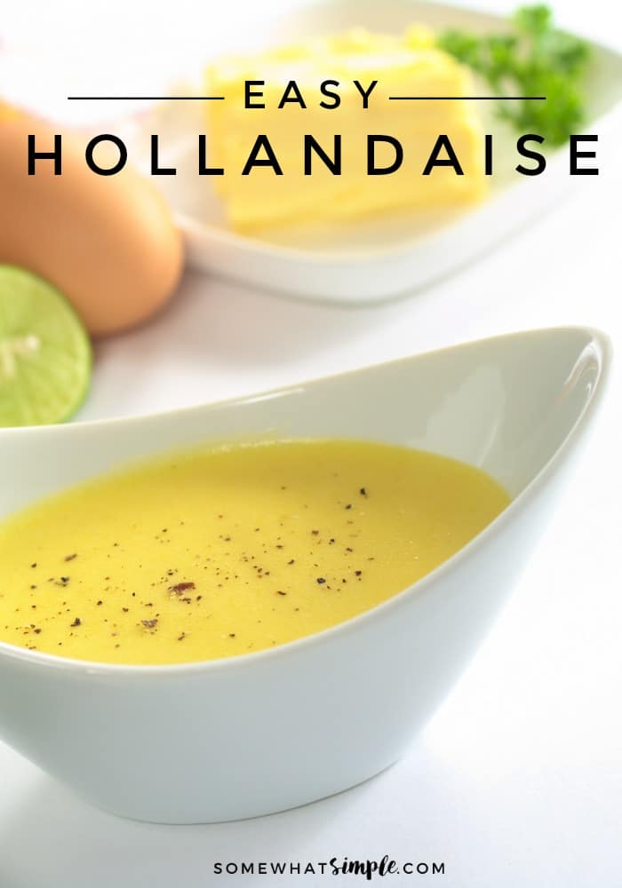 This Hollandaise sauce is made in a blender, and it could not be easier to prepare! #sauce #hollandaise #recipe #easy via @somewhatsimple