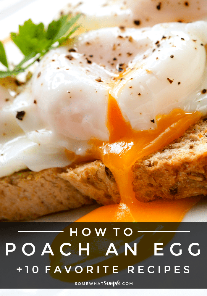 Poached eggs are a healthy breakfast dish that are a good source of protein.  They're delicious all by themselves and versatile enough to add to several other tasty recipes.  We'll show you three different ways to poach an egg so them perfectly every time! #poachedeggs #howtopoachanegg #ovenpoachedeggs #microwavepoachedeggs #howtomakepoachedeggs #poachedeggsrecipe via @somewhatsimple